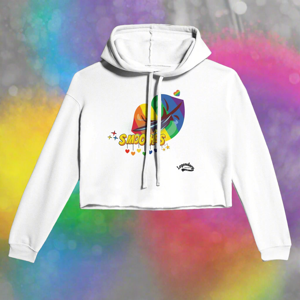 Rainbow Pride Smooches Print on Women's Cropped Hoodie | Bella + Canvas 7502